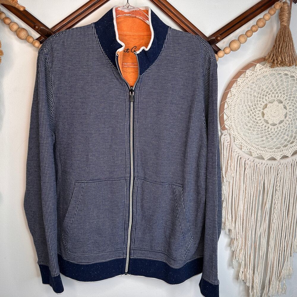 Robert Graham Blue Orange Reversible Full Zip Sweater